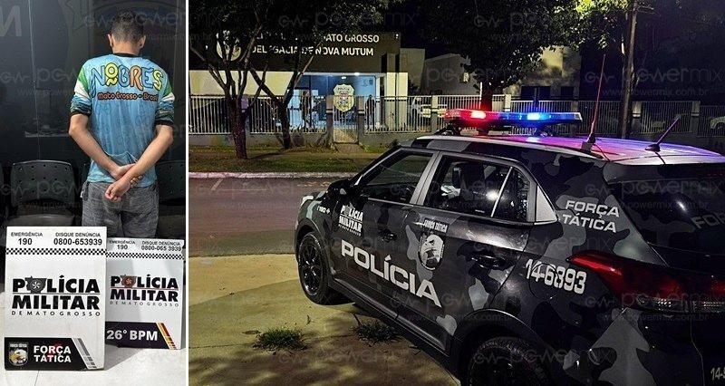 Jovem é preso por mandado judicial de Nobres durante patrulhamento de Alunos do 27º CCRT em Nova Mutum
