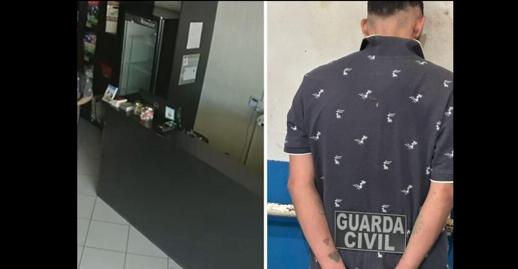 Ladrão foi preso por arrombar e furtar loja em Lucas do Rio Verde. Ele tinha saído da cadeia em Sorriso um dia antes