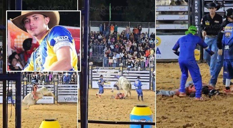Peão morre depois de ser pisoteado por boi em rodeio de MT.