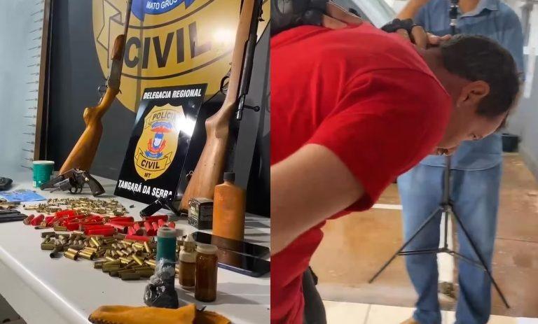Suspeito de assassinato é preso com arsenal de armas em Barra do Bugres