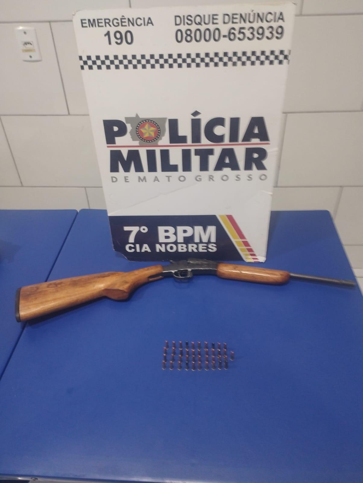 Suspeito foi preso em Nobres por ameaça e posse irregular de arma de fogo