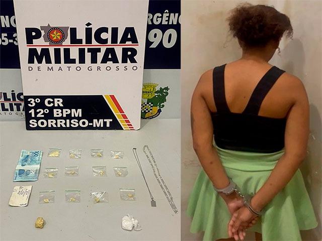 PM fecha “loja do CV” e prende mulher, pela terceira vez este ano, por tráfico de drogas em Sorriso