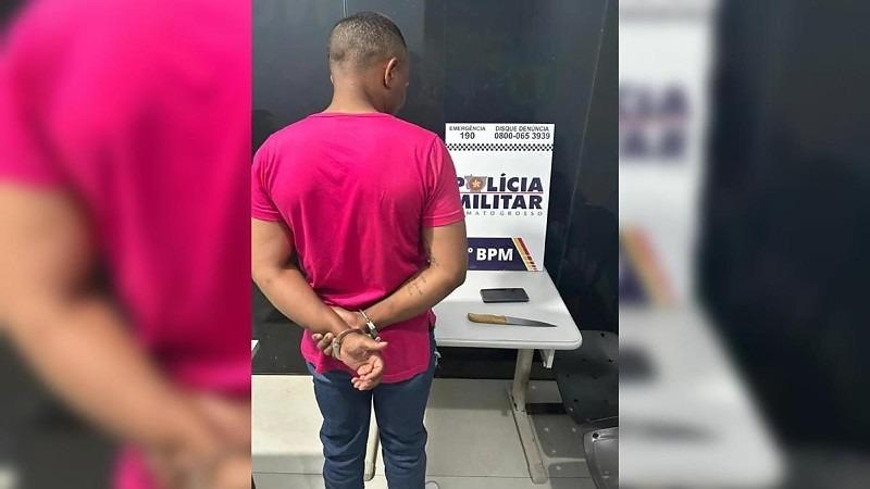 Homem ameaça ex-companheira e convidados com faca durante festa e é preso pela PM em Nova Mutum
