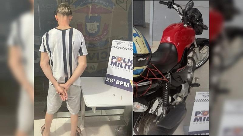 Suspeito foi flagrado com maconha após denúncia e PM apreende moto em Nova Mutum