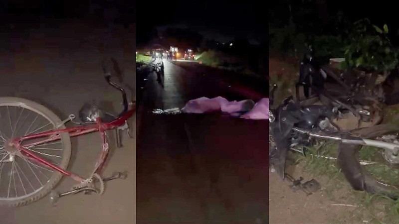 Três pessoas morrem em acidente envolvendo bicicleta, moto e carro em MT
