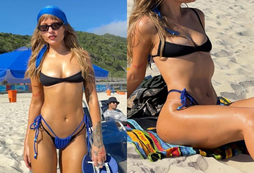 Com dois biquínis ao mesmo tempo, Luísa Sonza exibe marca de bronze e web reage