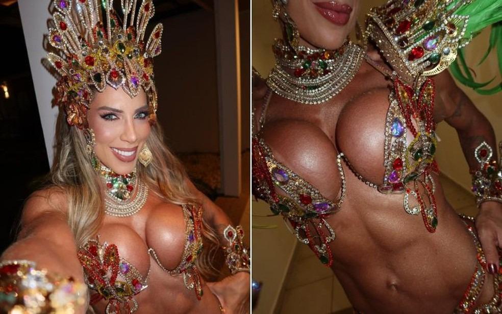 Próteses de 650 ml de Tati Minerato são destaque em sua fantasia na Vila de São José, em SP