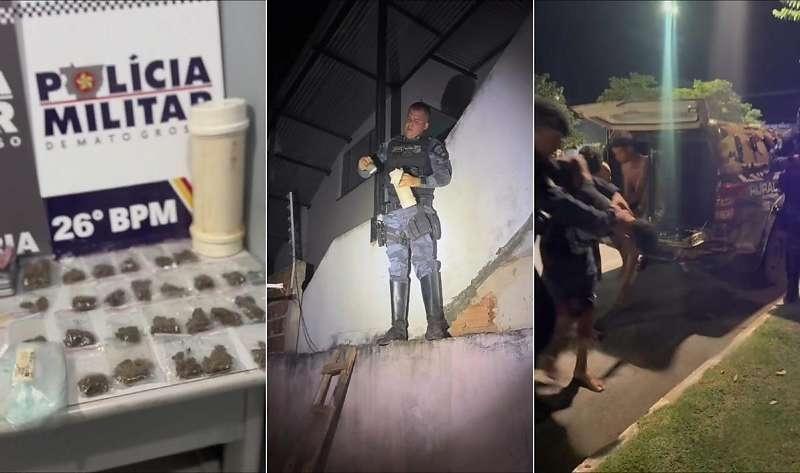 Suspeito cai de telhado durante fuga e polícia desarticula ponto de tráfico em Nova Mutum