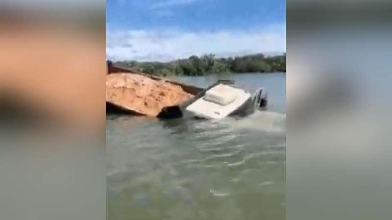 Caminhão cai no Lago do Manso após falha nos freios