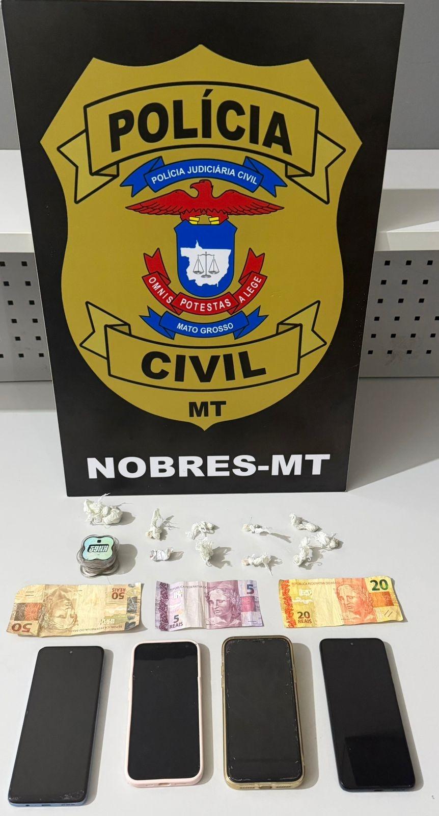 Casal foi preso em flagrante por tráfico de drogas no bairro São José, em Nobres