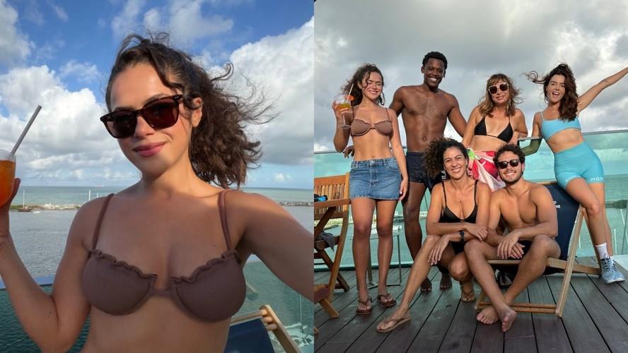 Em Recife, Maisa passeia de barco com Giovanna Lancellotti e amigos