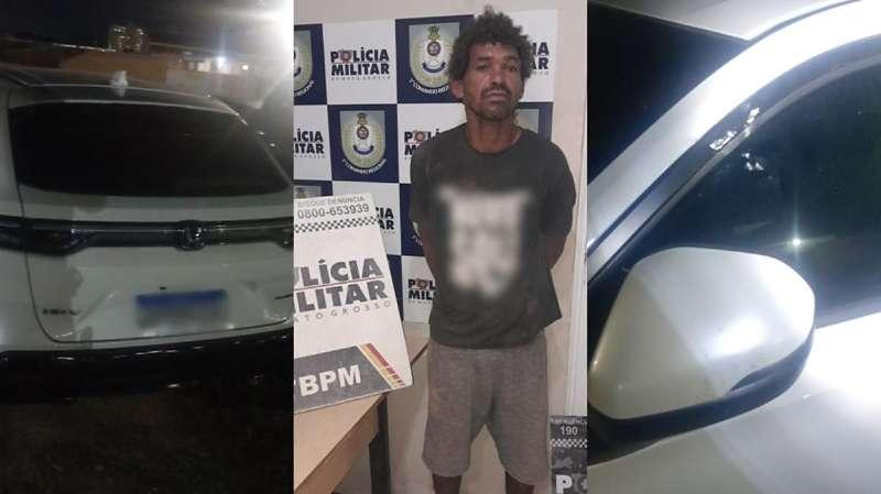 Maluco joga pedra no carro de major e acaba preso em MT