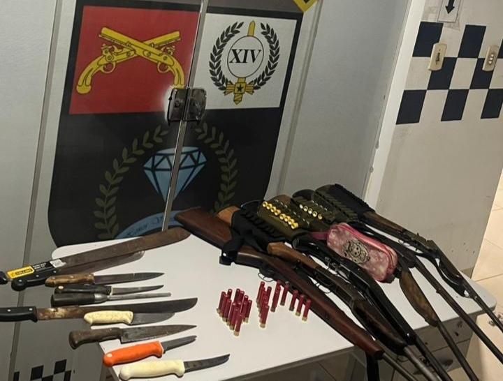 Prisão em Diamantino: 7 são detidos por caça ilegal e porte de armas em fazenda
