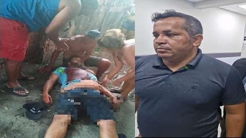 Suspeito de matar homem a facadas em campo de futebol deixa delegacia pela porta da frente