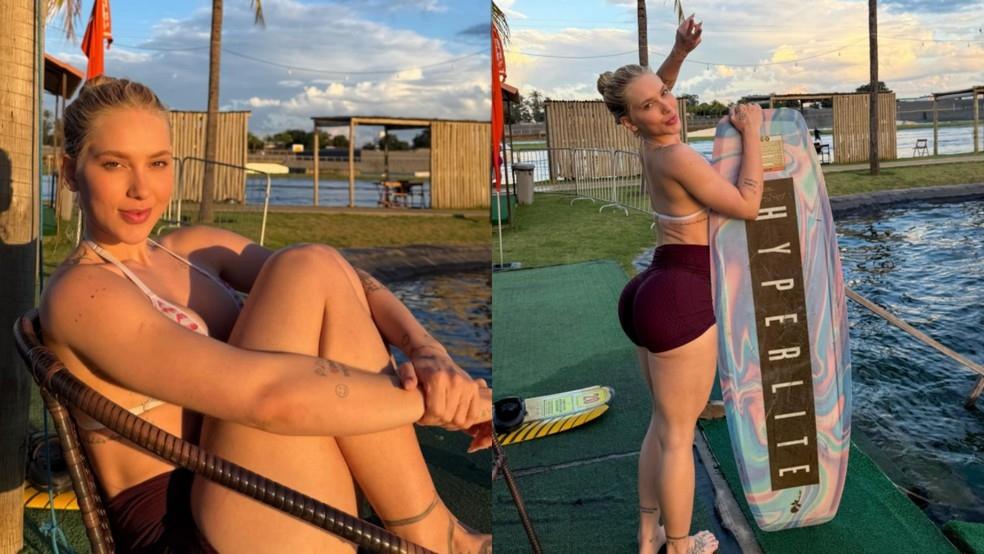 Virginia radicaliza no feriadão e se arrisca no wakeboard ao lado dos amigos