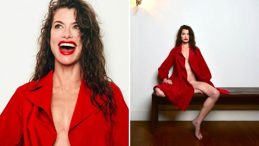 Alinne Moraes aparece deslumbrante ao posar nos bastidores de ensaio e ganha elogios dos fãs