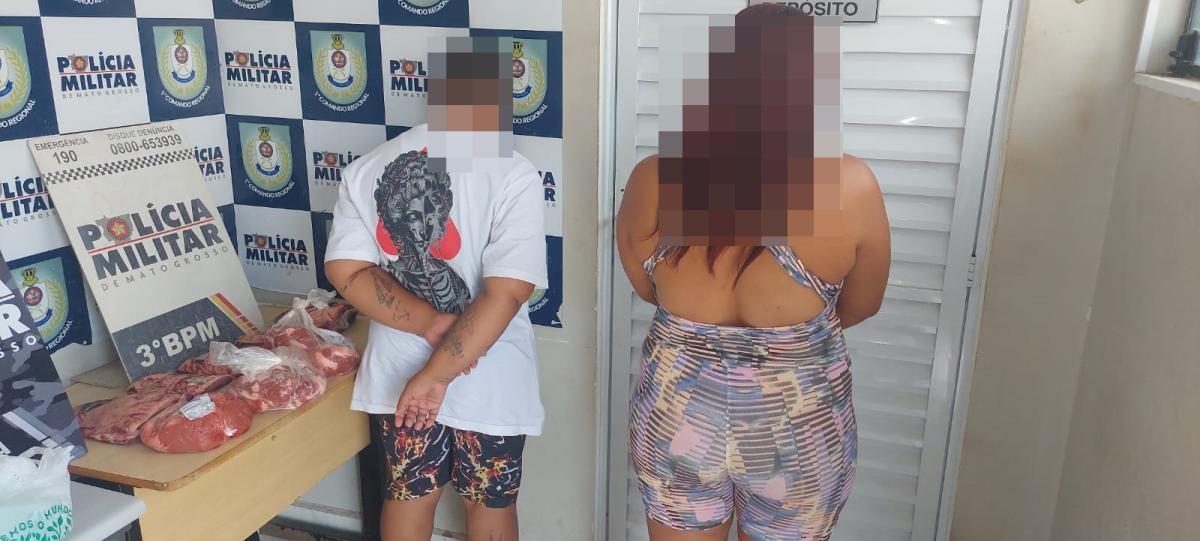 Mulheres são presas por furto de 8 peças de carnes em Cuiabá