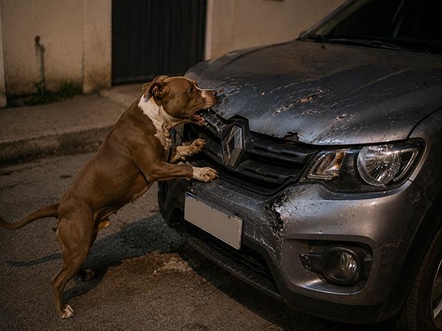 Susto em Sorriso: Pitbull Destrói Carro de Vizinha e Dono Nega Ressarcimento