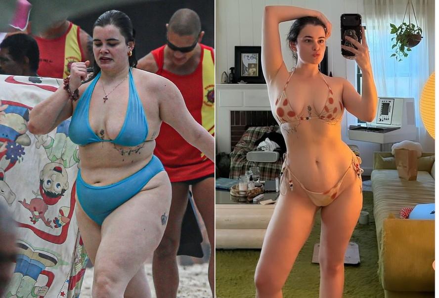 Barbie Ferreira, ex-'Euphoria', posa de biquíni após perder mais de 20 kg; veja antes e depois