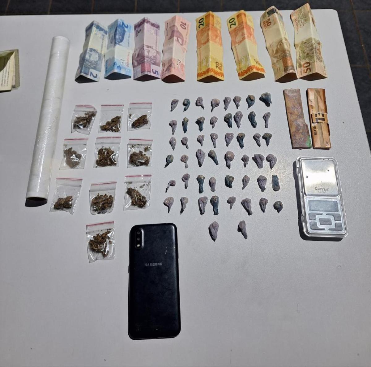 Casal é preso e adolescente de 16 anos é apreendida com 60 porções de drogas em Cáceres