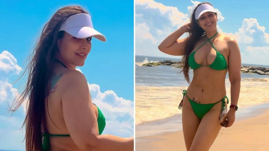 Morando nos EUA, Nana Gouvea posa de biquíni em sua primeira ida à praia em 2026