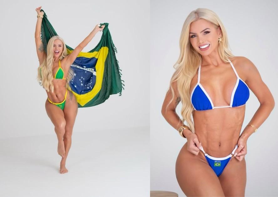 Thalita Zampirolli surge em ensaio de biquíni com as cores da seleção