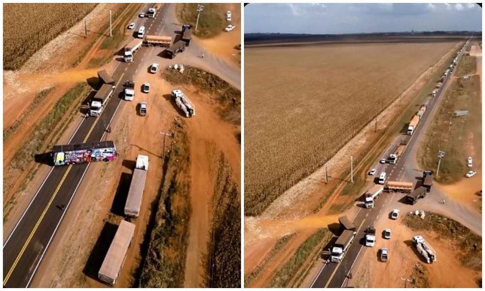 Acidente entre duas carretas e ônibus do cantor Matheuzinho Sucessinho causa 10 km de congestionamento na MT-130