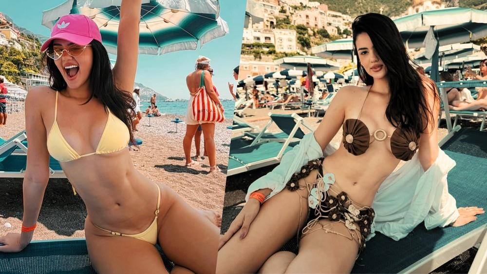 De biquíni em Capri, Eslovênia Marques exibe boa forma e renova o bronze