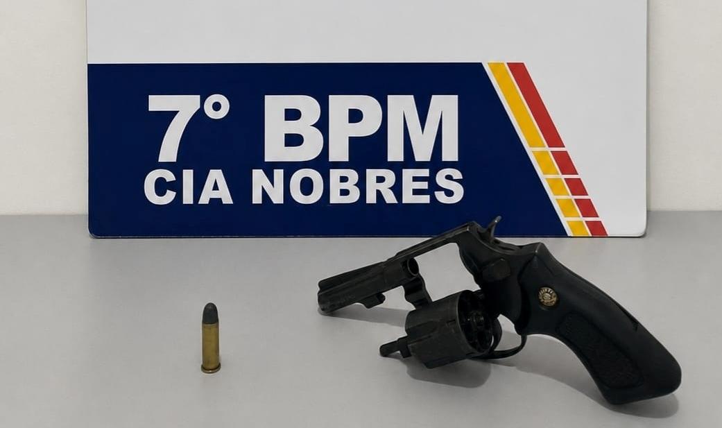Denúncia anônima levou a prisão de homem com arma no bar da Feira Municipal de Nobres