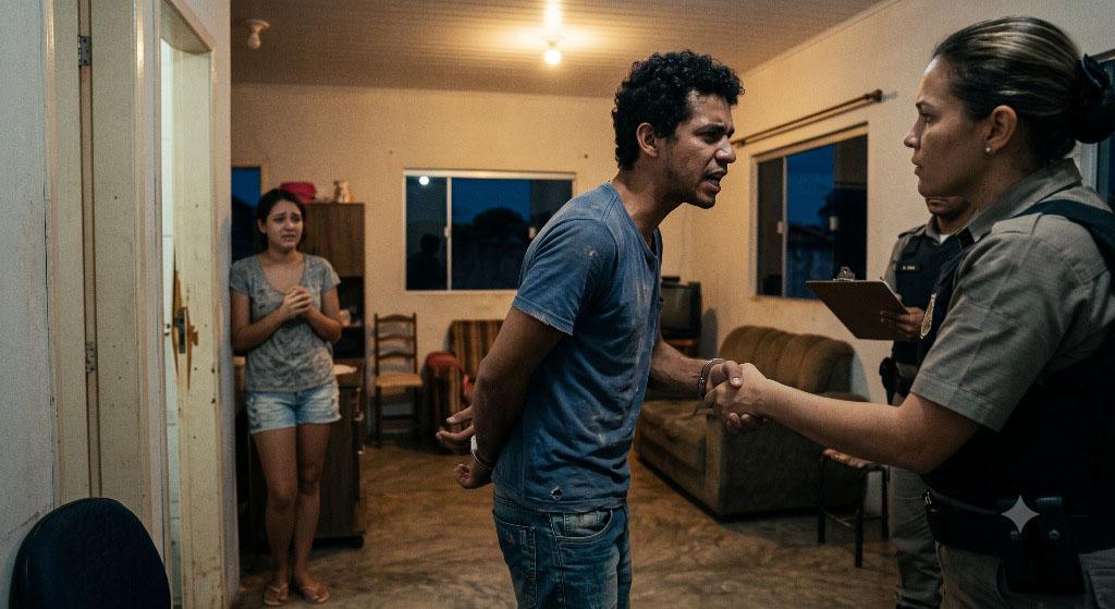 Ex-Marido Tenta Arrombar Porta em Diamantino e Acaba Algemado pela PM