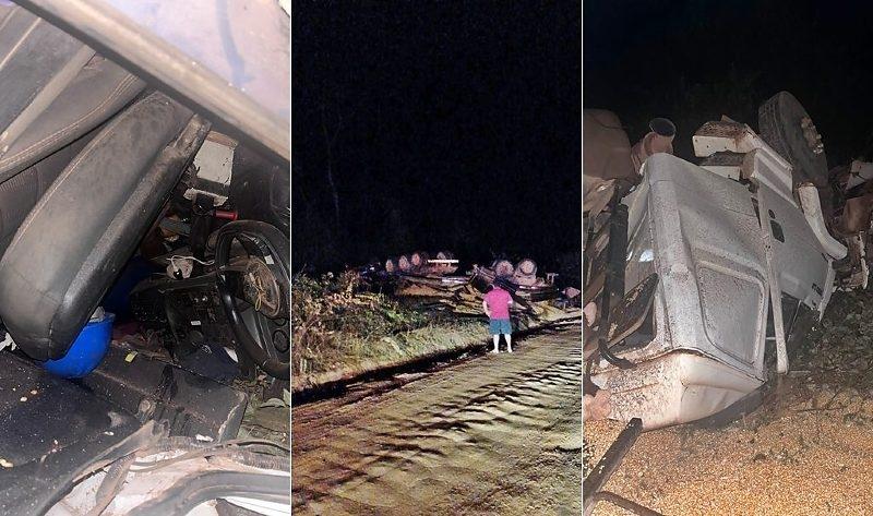 Motorista morre após tombamento de caminhão carregado com milho na MT-010, em Nova Mutum.