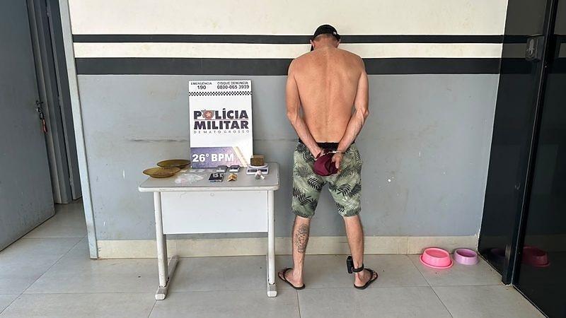 PM prende homem por suspeita de tráfico e apreende drogas em Nova Mutum