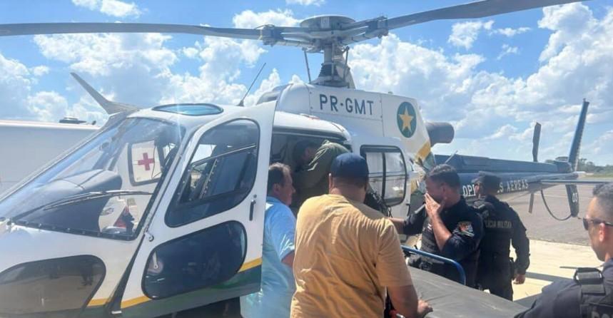 Policial é resgatado de helicóptero após sofrer fratura ao cair de viatura no Nortão