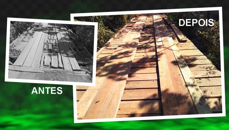Prefeitura de Rosário Oeste recupera ponte de madeira na Forquilha do Rio Manso