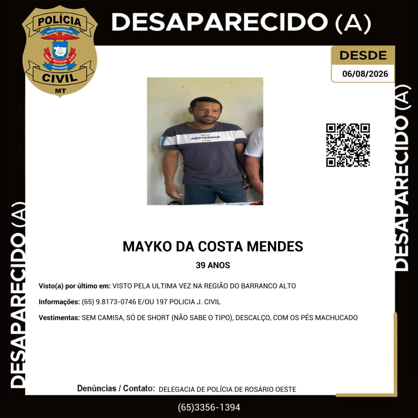 Força tarefa procura homem de 39 anos desaparecido em Rosário Oeste