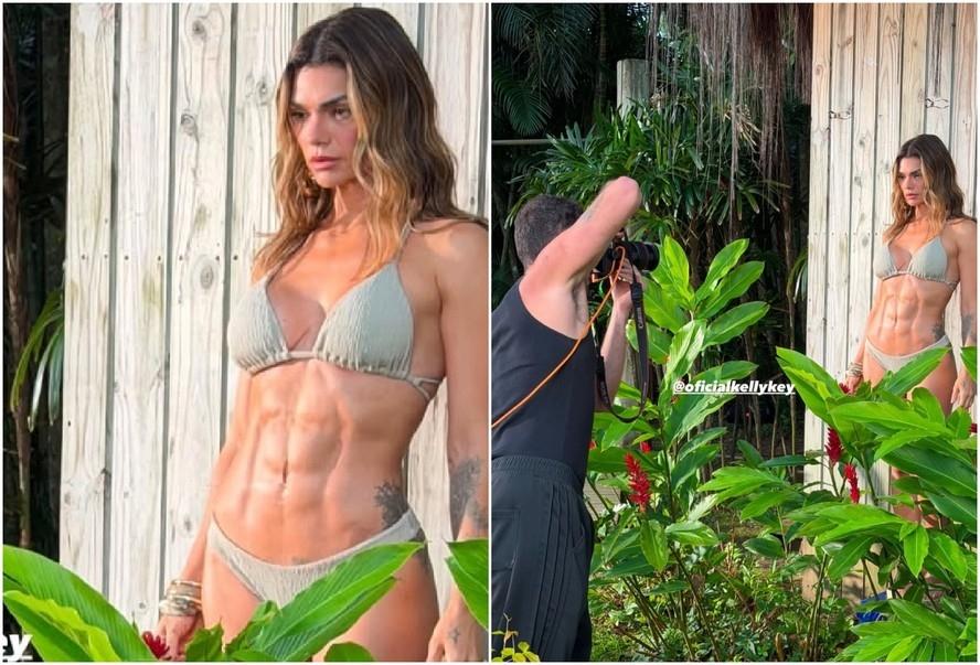 Kelly Key impressiona ao exibir abdômen trincado durante ensaio de biquíni