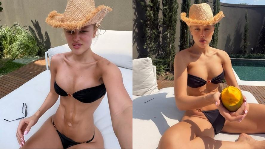 Malu Borges toma sol de biquíni e exibe corpo pós-parto: 'Mommy era'