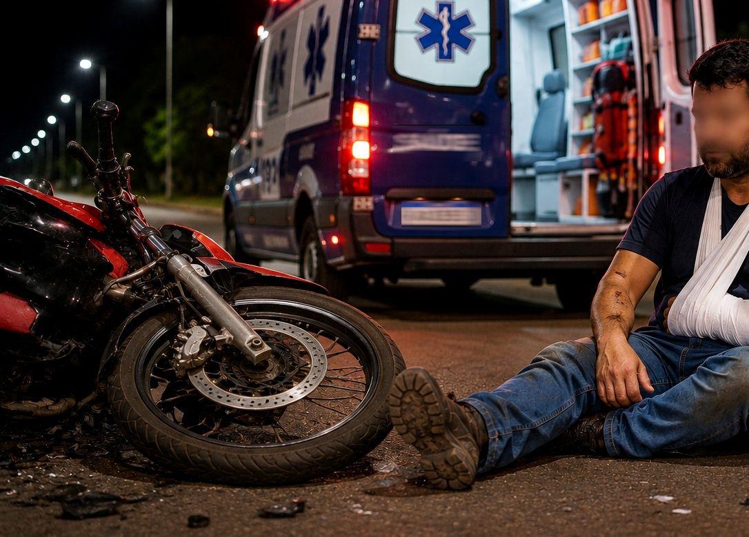 Motociclista suspeito de embriaguez em Arenápolis sofre acidente e fratura a clavícula