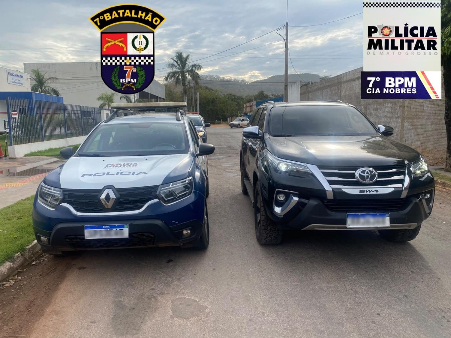 Polícia Militar recuperou em Nobres caminhonete SW4 que foi roubada durante abastecimento em Chapada