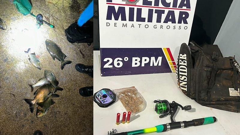 Suspeitos fogem para a mata e abandonam motos, peixes e munições em chácara de Nova Mutum