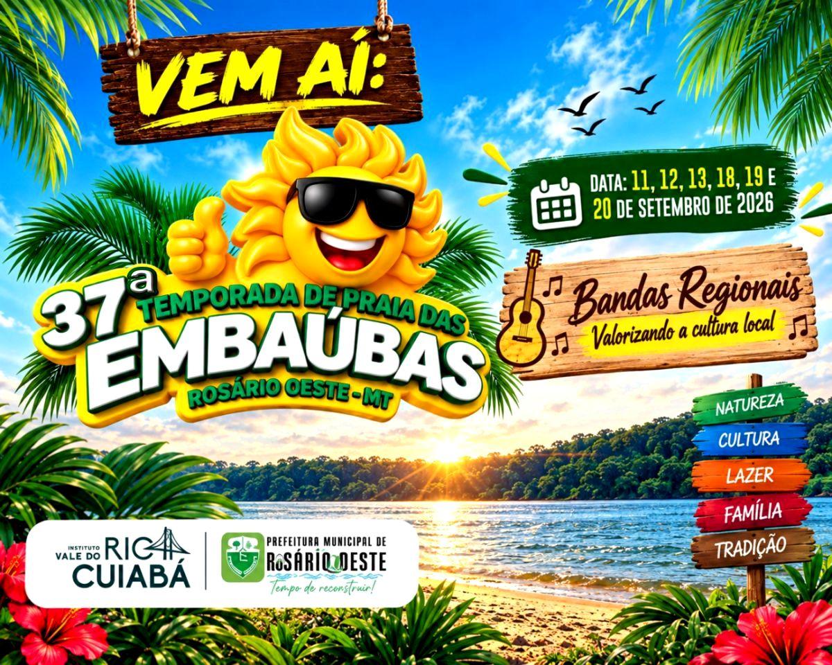 37ª Temporada de Praia das Embaúbas começa nesta sexta-feira (11) em Rosário Oeste