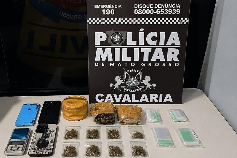 Abordagem da Cavalaria leva PM a apartamento e apreensão de drogas em Nova Mutum