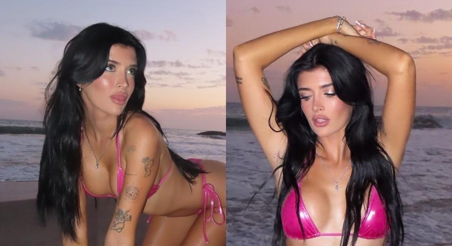 Filha de Charlie Sheen e Denise Richards encanta fãs com caras e bocas em fotos de biquíni em meio à treta com o pai