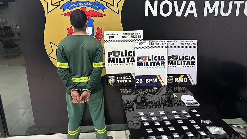 Homem foi preso com arma de fogo, simulacro e 37 porções de cocaína em Nova Mutum/MT