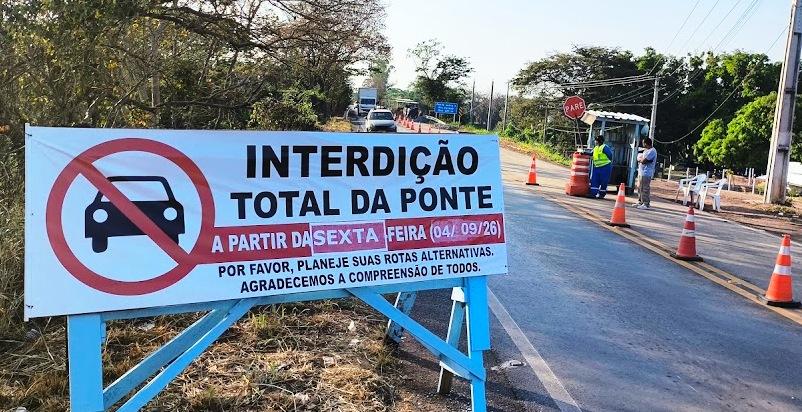 Interdição da MT-010 em Rosário Oeste bloqueia ponte sobre o Rio Cuiabá por dez dias