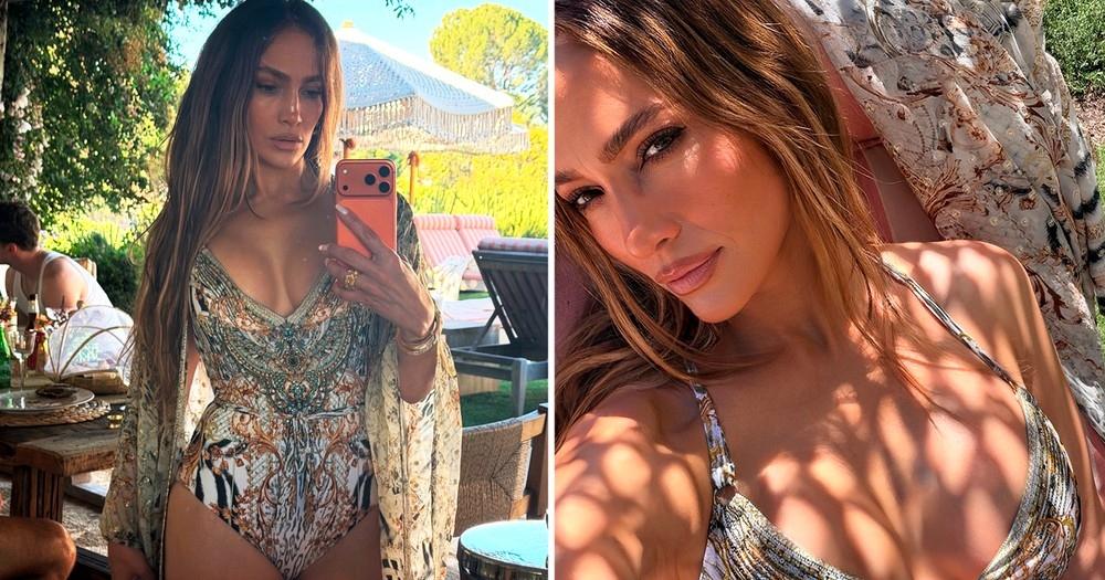 Jennifer Lopez compartilha 'look de feriado' com maiô decotado e é aclamada por fãs