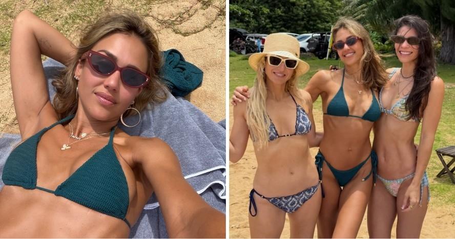 Jessica Alba deixa fãs de queixo caído com biquíni mínimo de crochê