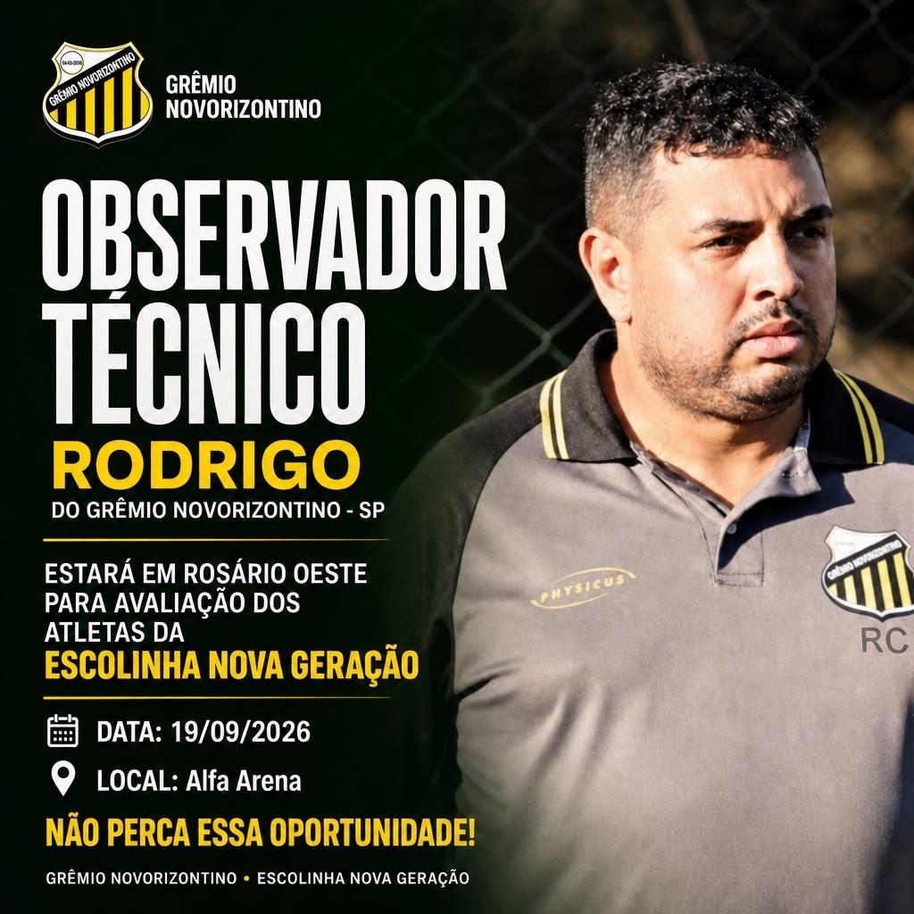 Rosário Oeste recebe avaliação do Grêmio Novorizontino para descobrir novos talentos do futebol