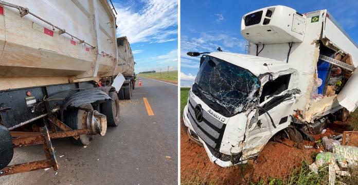 Caminhão invade contramão, bate em carreta e despenca em ribanceira na Serra dos Parecis