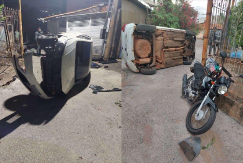 Fuga da Rotam Termina em Colisão com Motociclista e Capotamento em Cuiabá